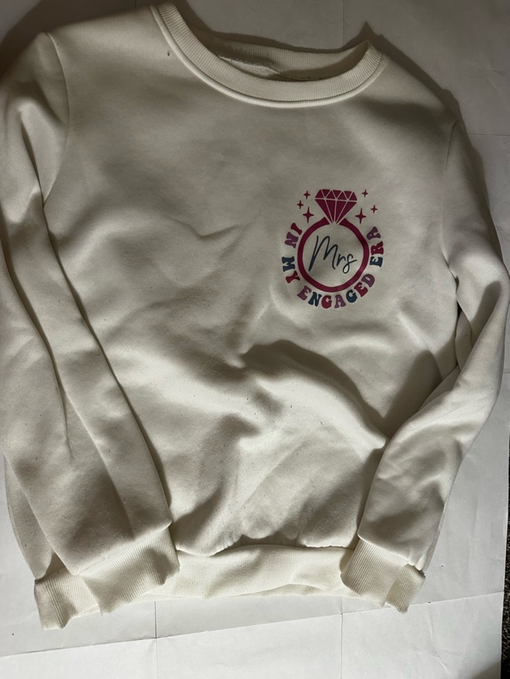 Cream "Mrs. My Fiancéd Era" Engaged Graphic Sweatshirt